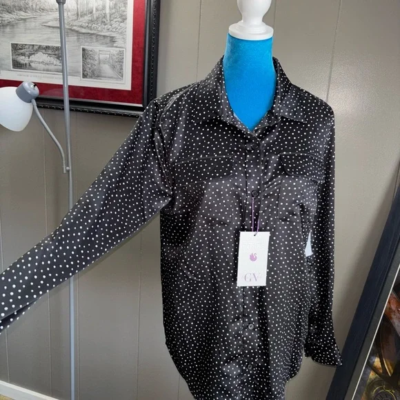 Gloria Vanderbilt Black and White Polka Dot women’s Shirt. - Picture 4 of 16